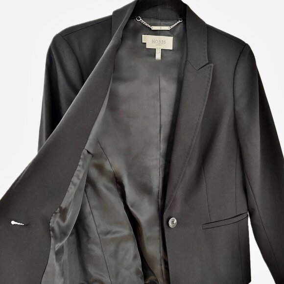 Hobbs London Women's Blazer Classic Charcoal Jack Pockets Lined US Size 8 EUC - Picture 8 of 12